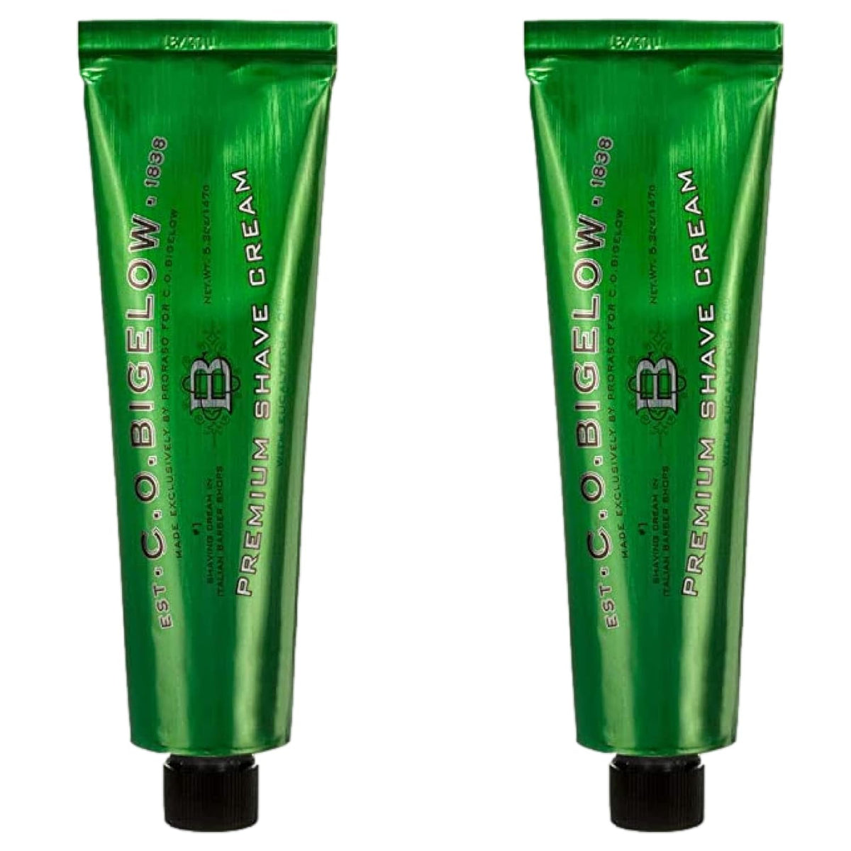C.O. Bigelow Shaving Cream, 2 Pack of 5.2 oz Mens Shaving Cream with Eucalyptus Oil for Sensitive Skin & All Skin Types