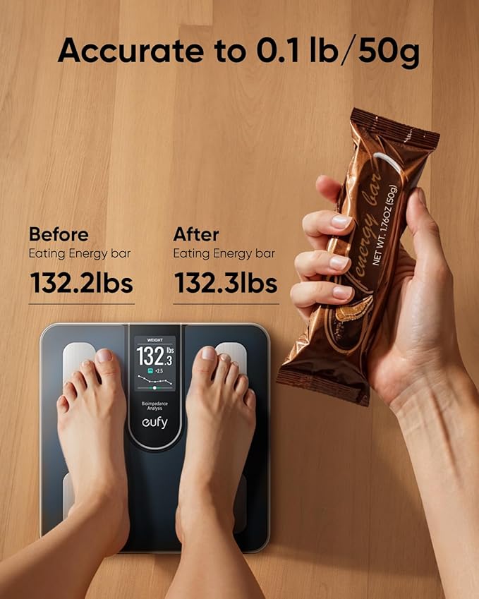 eufy Smart Scale C20, Digital Bathroom Body Fat Scale with Large TFT Screen, All-in-One Display for Offline Use, Bluetooth Scale for Body Weight with 16 Metrics, BMI, Multi-Modes, High Accuracy
