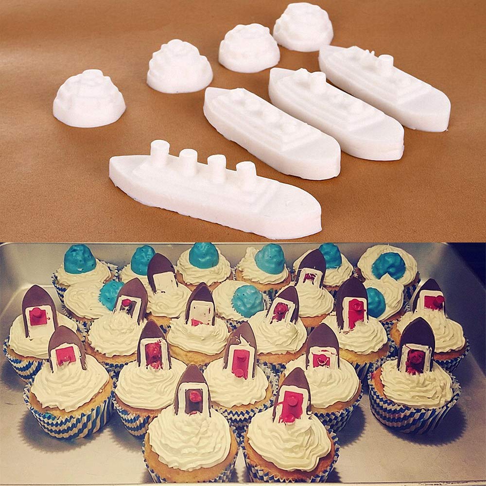3Pcs Titanic and Iceberg Ice Cube Trays, Titanic Film Theme Ice Maker Chocolate Candy Soap Crayon Wax Melt Making Mold (Set of 3)