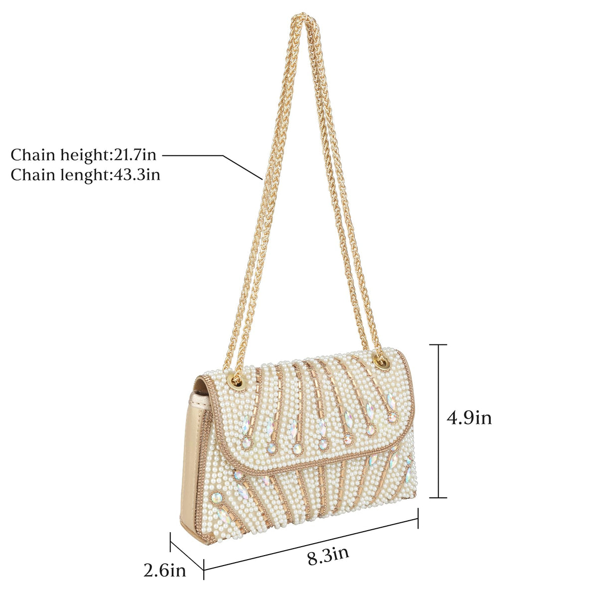 Gripit Pearl Clutch Purse Sparkly Rhinestone Evening Bag Small Glitter Wedding Party Prom Handbag for Women