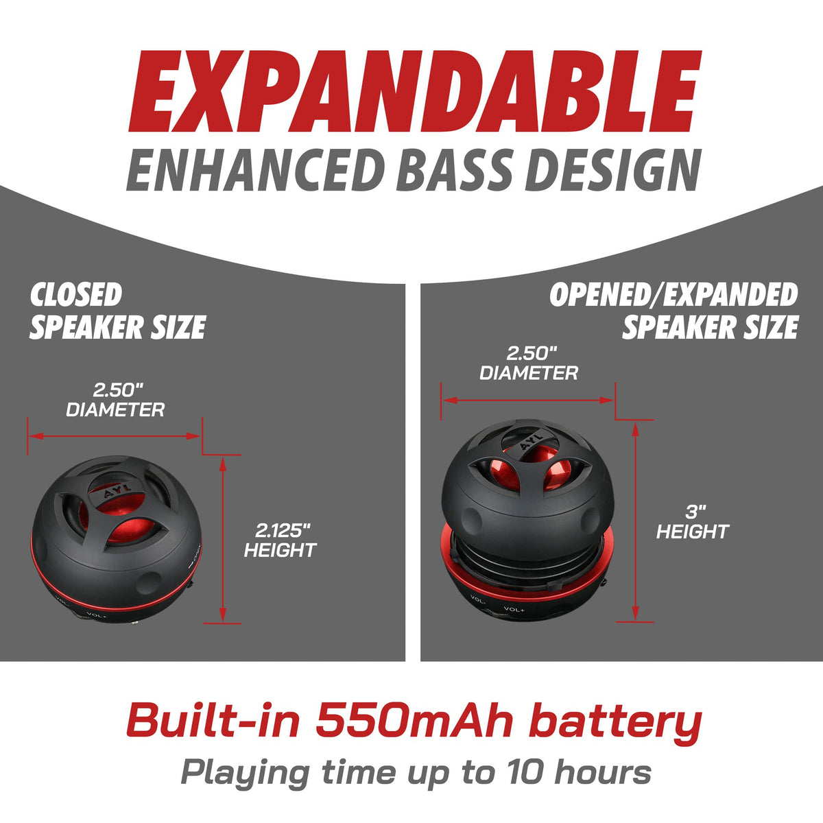 AYL Mini Speaker System, Portable Plug-in Speaker with 3.5mm Aux Input, External Audio for Laptop Computer, MP3 Player, iPhone, iPad, Cell Phone (Black)