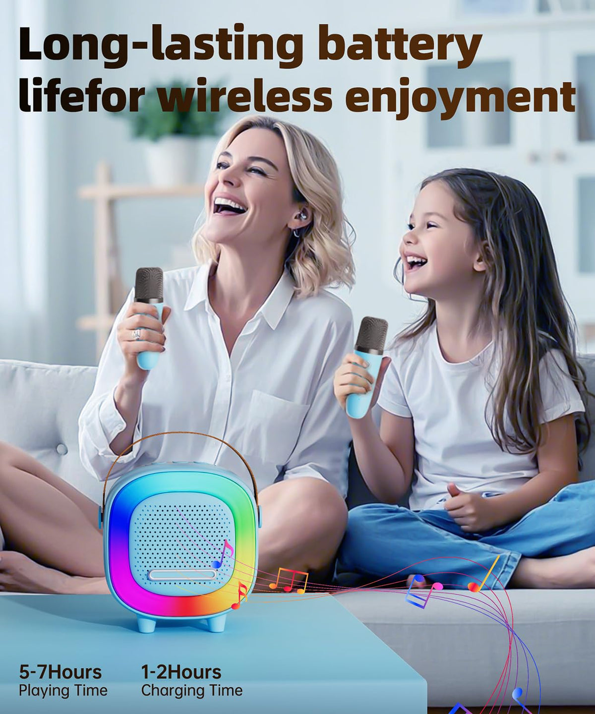 Mini Karaoke Machine Speaker for Kids Adults, Portable Bluetooth with 1 Wireless Microphones, Children's Day Birthday Gift Ideas for Toys for Teens Boys and Girls Aged 4, 5, 6, 7, 8, 9, 10, 11, 12+