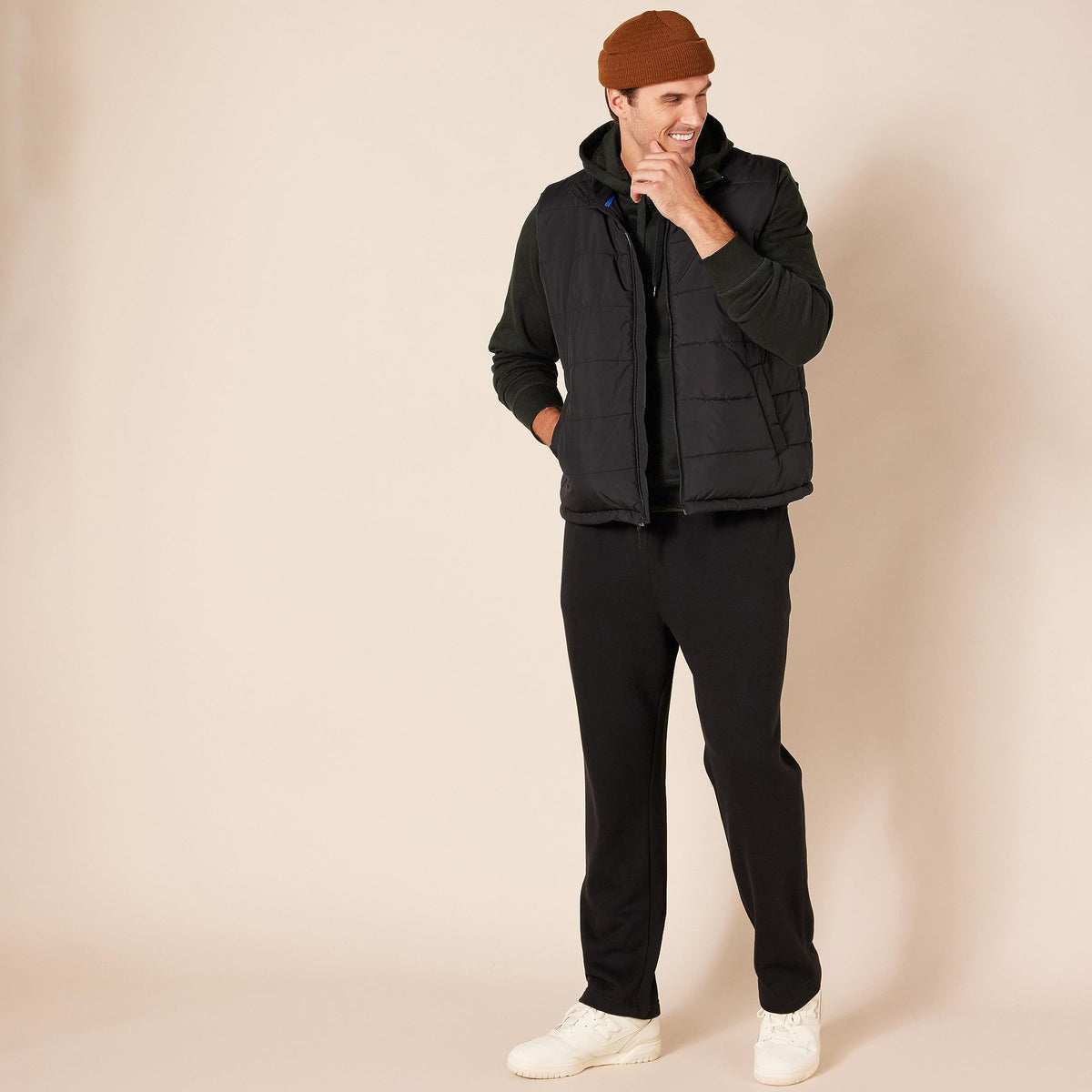 Amazon Essentials Men's Pullover Sweatshirt Hoodie, Big & Tall Options Available, Black Heather, X-Small