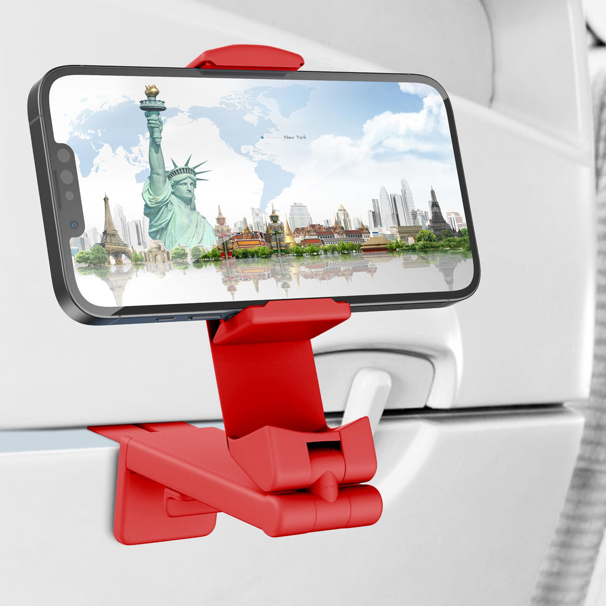 Perilogics Universal in Flight Airplane Phone Holder Mount. Hands Free Viewing with Multi-Directional Dual 360 Degree Rotation. Pocket Size Must Have Airplane Travel Essential Accessory for Flying