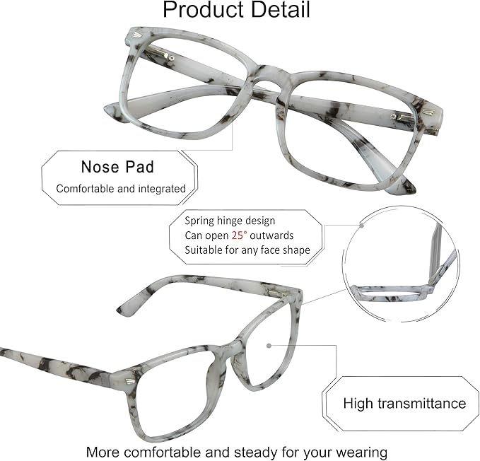 YEIN Bifocal Reading Glasses with Blue Light Blocking Lenses, Bifocal Reader for Women and Men, Vintage Square frame with Spring Hinge (+0.75/+3.50 magnification)