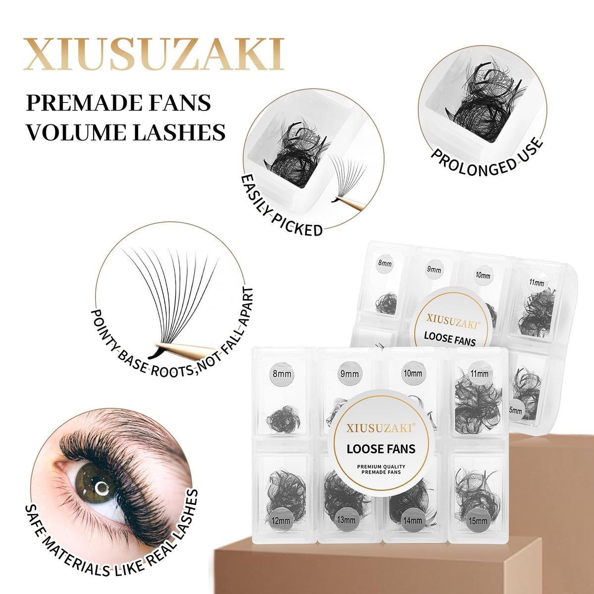 Premade Fans Eyelash Extensions 600 Fans 10D Premade Lash Fans Volume Lash Extensions 0.03 Thickness Eyelash Extension D Curl Mix 13-20mm Fluffy Soft Handmade Loose Fan(600Fans-10D-0.03-D,13-20mm)