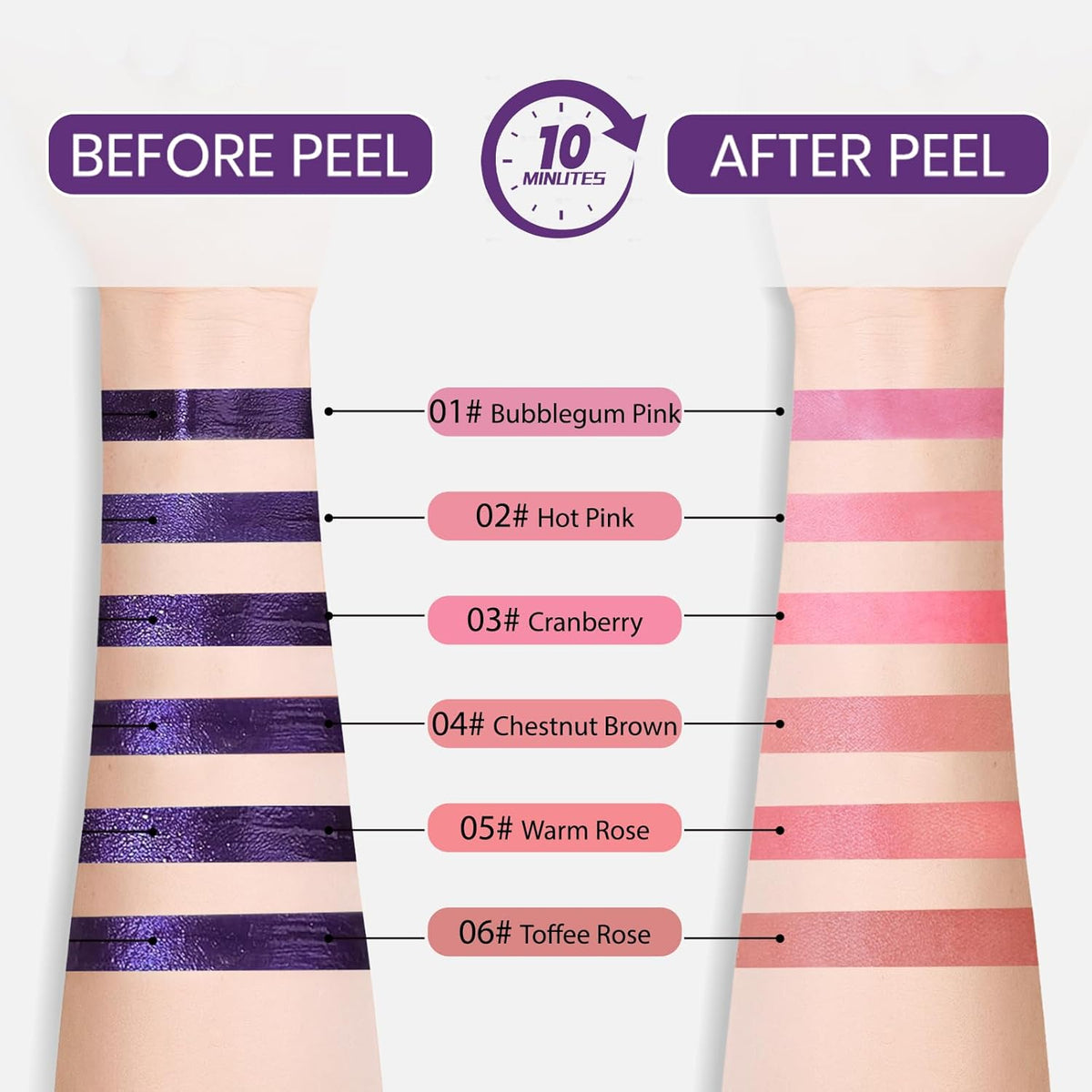 Lip Stain Peel Off, All Day Lip Liner Tint with Tweezer, Long Lasting Waterproof Transfer-Proof, Matte Lip Stains Makeup, Highly Pigmented Color, Cranberry