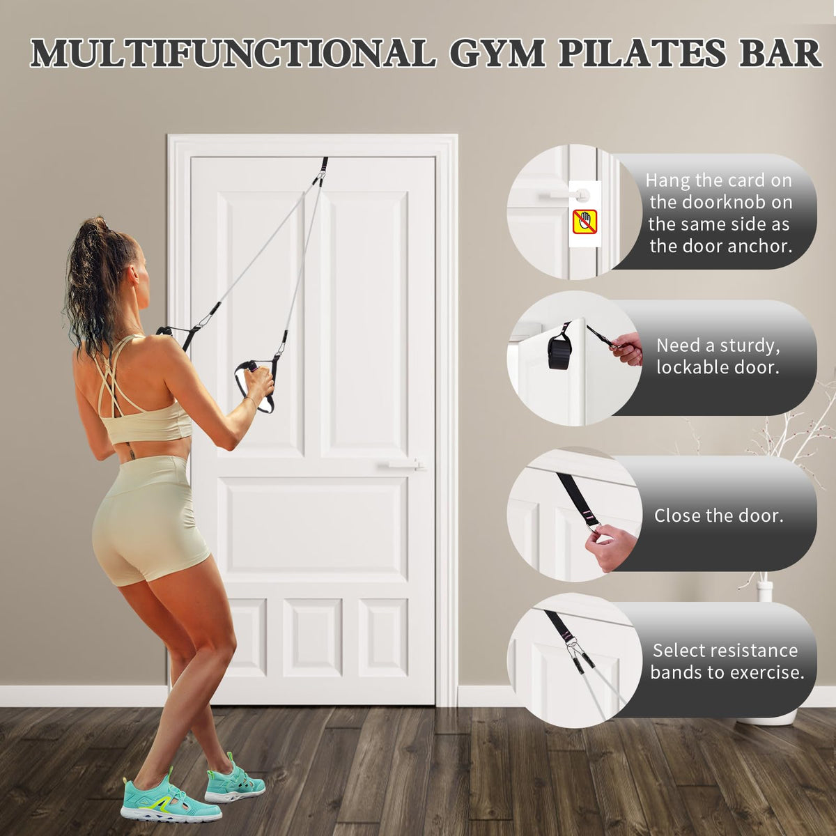 Bbtops Pilates Bar Kit with Resistance Bands, Flexbands Kit Exercise Fitness Equipment for Women & Men Home Gym Yoga, Multifunctional Pilates Bar Full Body Workout Equipment Black