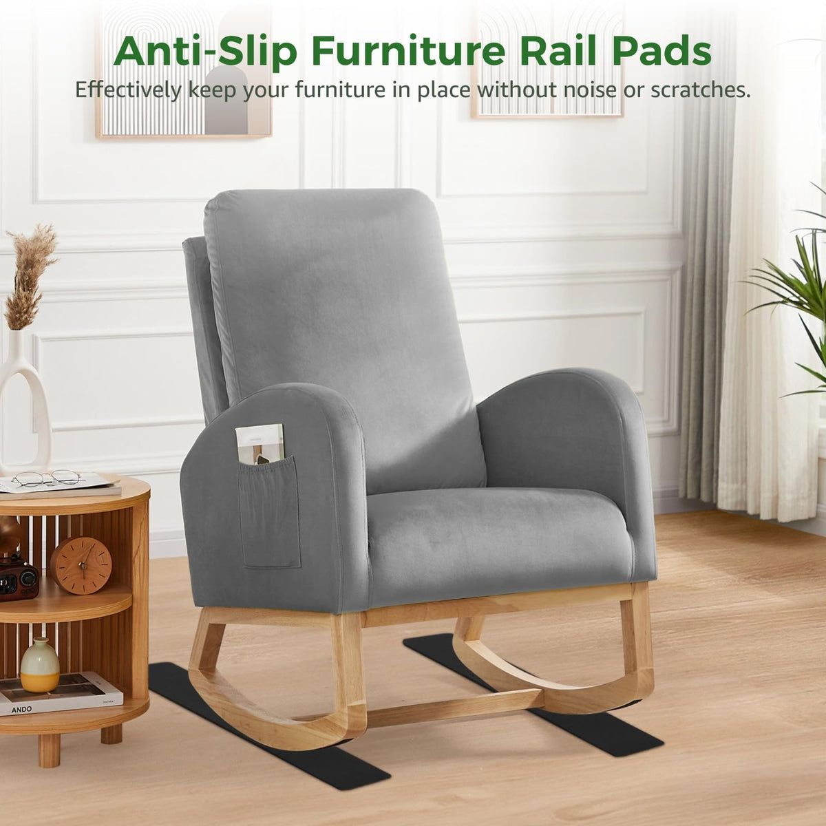 4 Pcs Anti-Slip Furniture Pads, Non-Slip Furniture Rail Pads for Recliners, Non-Skid Furniture Gripper Pads, Rubber Chair Floor Protectors for Hardwood Floors, Sofas, Couches, Chairs