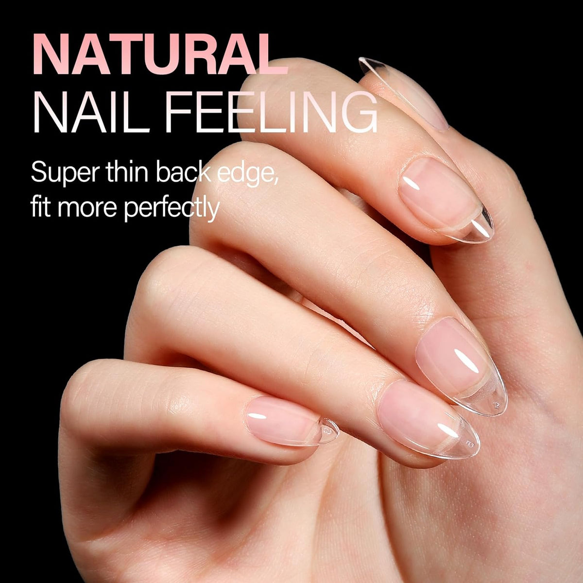 AILLSA Short Almond Nail Tips Pre-Shaped Acrylic Nail Tips Half Matte Full Cover Nails Tips Clear Gelly Press on Flase Tip Nail for Extension Nail Manicure Home DIY 240PCS 15Sizes