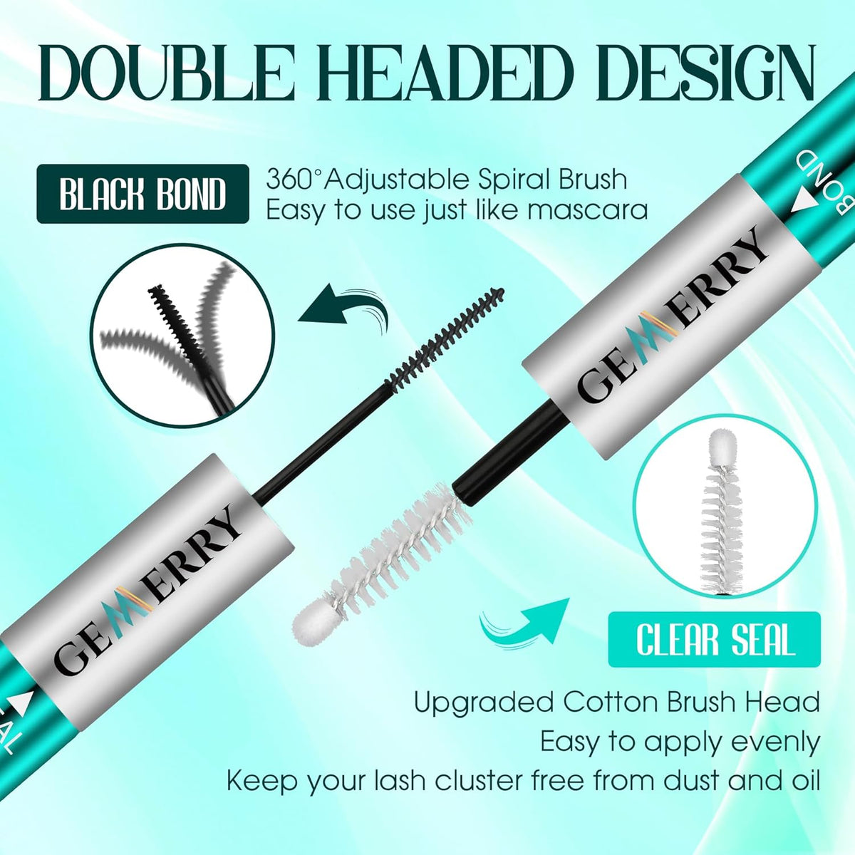 GEMERRY Lash Bond and Seal Waterproof 12ml Lash Glue for Lash Clusters Strong Hold for 72-96 Hours Lash Cluster Glue Mascara Eyelash Glue for Self Use at Home