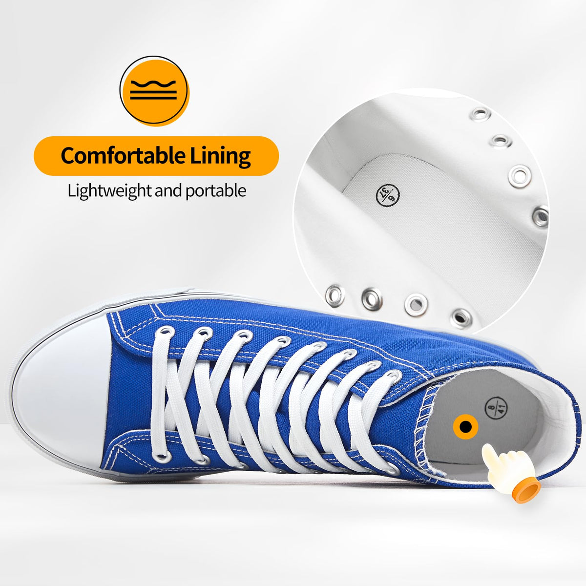 ZGR Men's High Top Canvas Sneakers Lace Up Classic Casual Walking Shoes(Blue,US07)