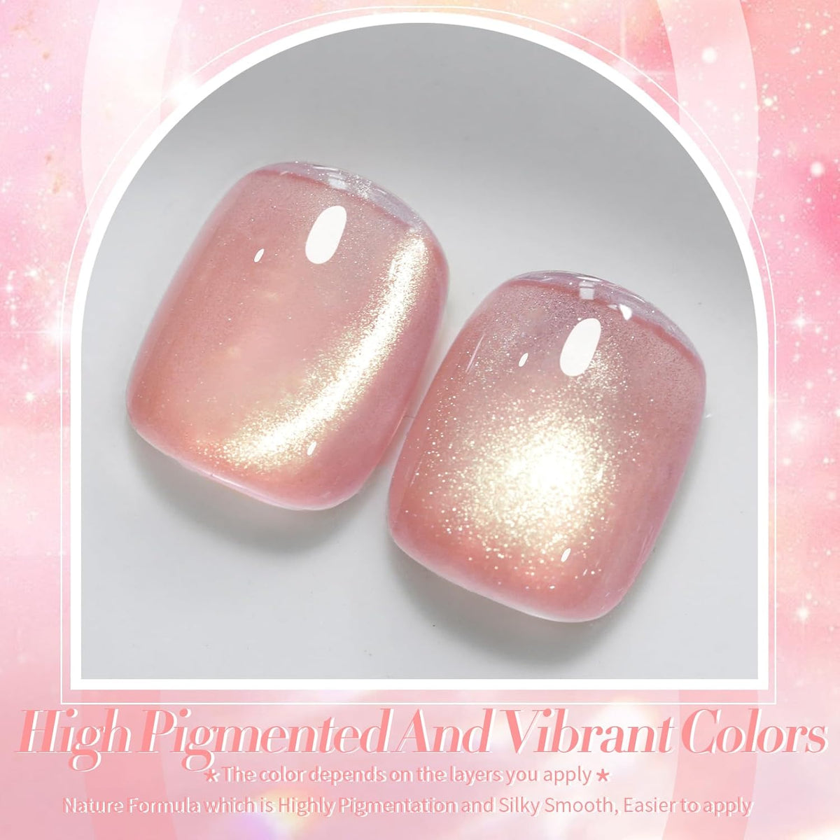 BORN PRETTY Pink Cat Magnetic Eye Gel Nail Polish Holographic Glitter Gel Polish Glass Magnetic Gel Nail Polish 15ML