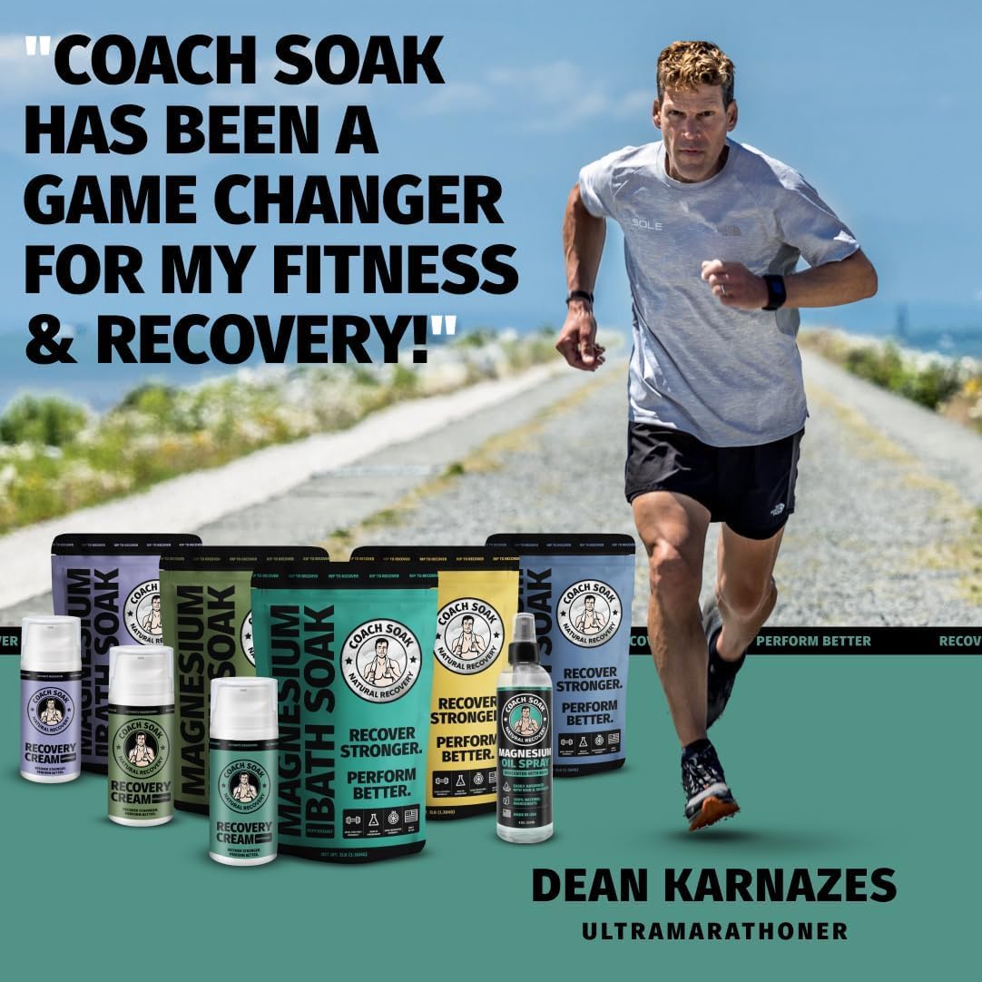 Coach Soak Recovery Bath Soak and Magnesium Lotion with MSM Eucalyptus Tea Tree Bundle (Eucalyptus)
