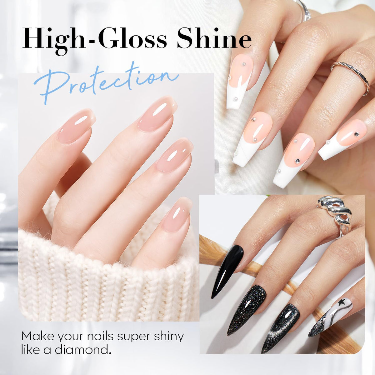 AZUREBEAUTY Natural Top Coat Nail Polish – Clear, Quick Dry, Long Lasting, Glossy Shine, Air Dry Formula, Smooth Finish, Nail Lacquer for Manicure & Nail Art, Salon-Quality