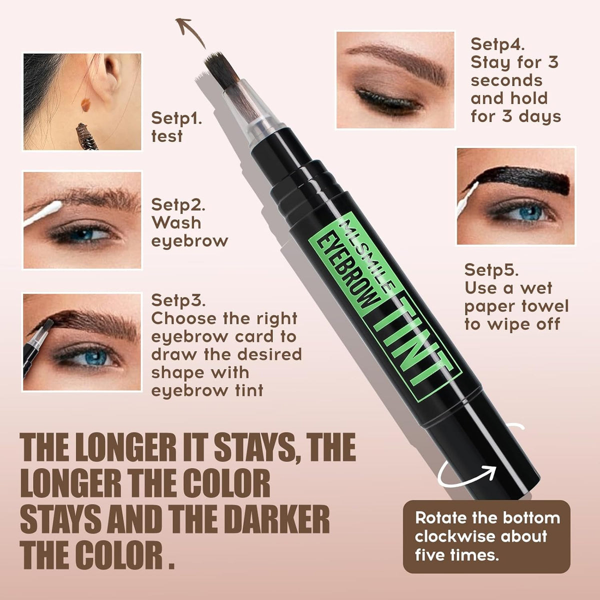 2PCS Temporary Eyebrow Tint Set, Grey Black Tattoo Eyebrow Gel, Natural Color Eye-Brow Gel Waterproof Longlasting, Last Up to 7 Days