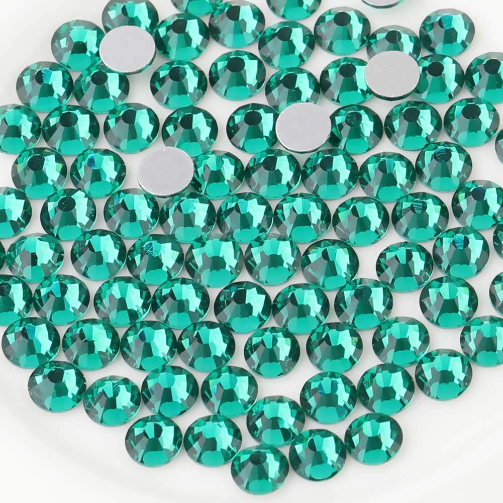 beadsland Flat Back Crystal Rhinestones Round Gems for Nail Art and Craft Glue Fix, Blue Zircon (2.9-3.0mm) SS12/1440pcs