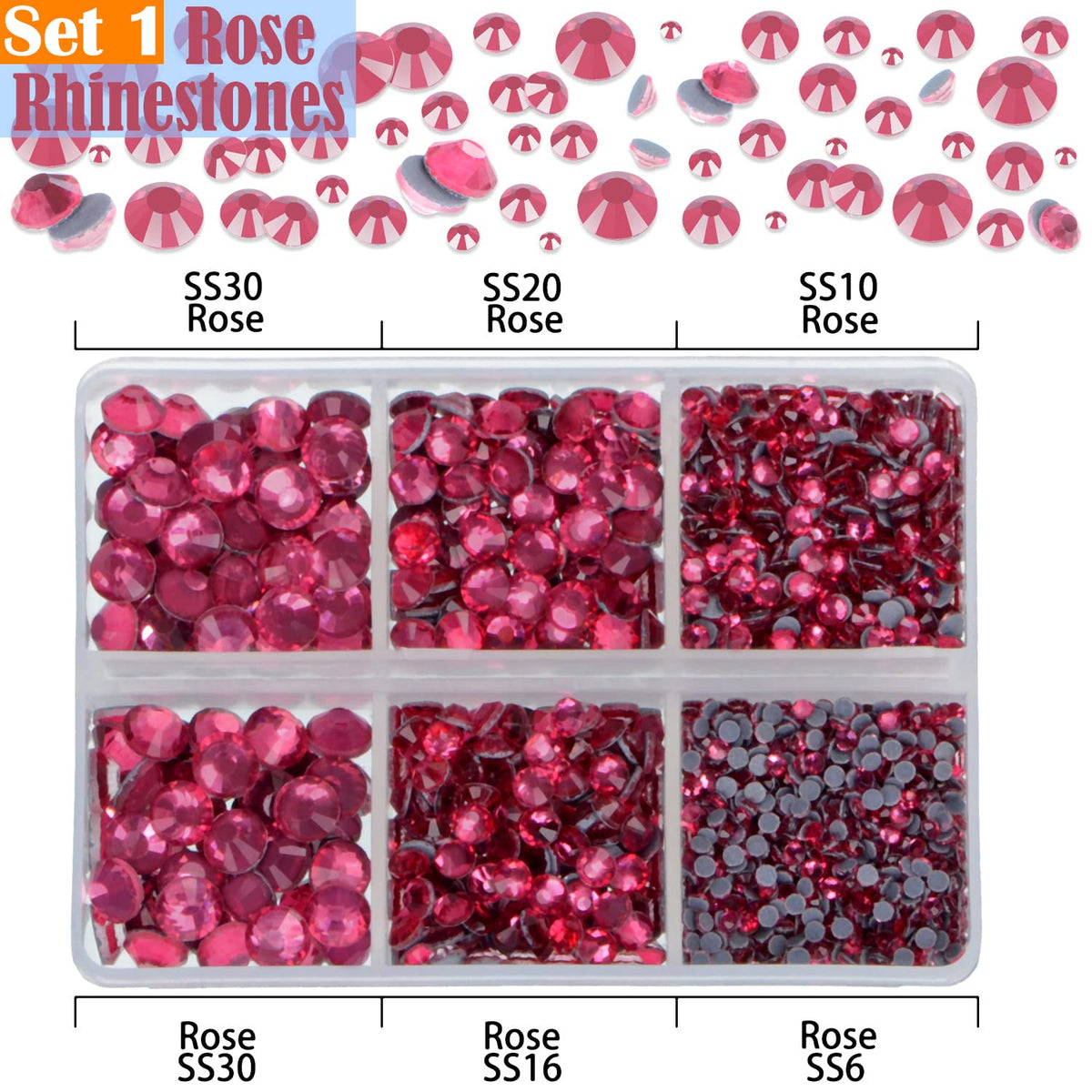LPBeads 10000pcs Hotfix Rhinestones Flatback Glass Red Pink Fuchsia and Rose Rhinestone with Tweezers and Picking Pen for Crafts Clothes Nail Art