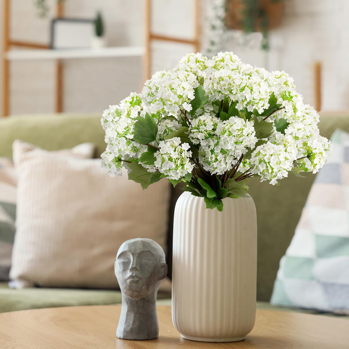 OBDXZHC 6PCS 31.5inch Hydrangea Artificial Flowers, 18 Head Faux Hydrangea Flower, Silk Hydrangea Bouquets, Fake Stems for Home Decor Party Bouquet Wedding Centerpieces Decoration, White