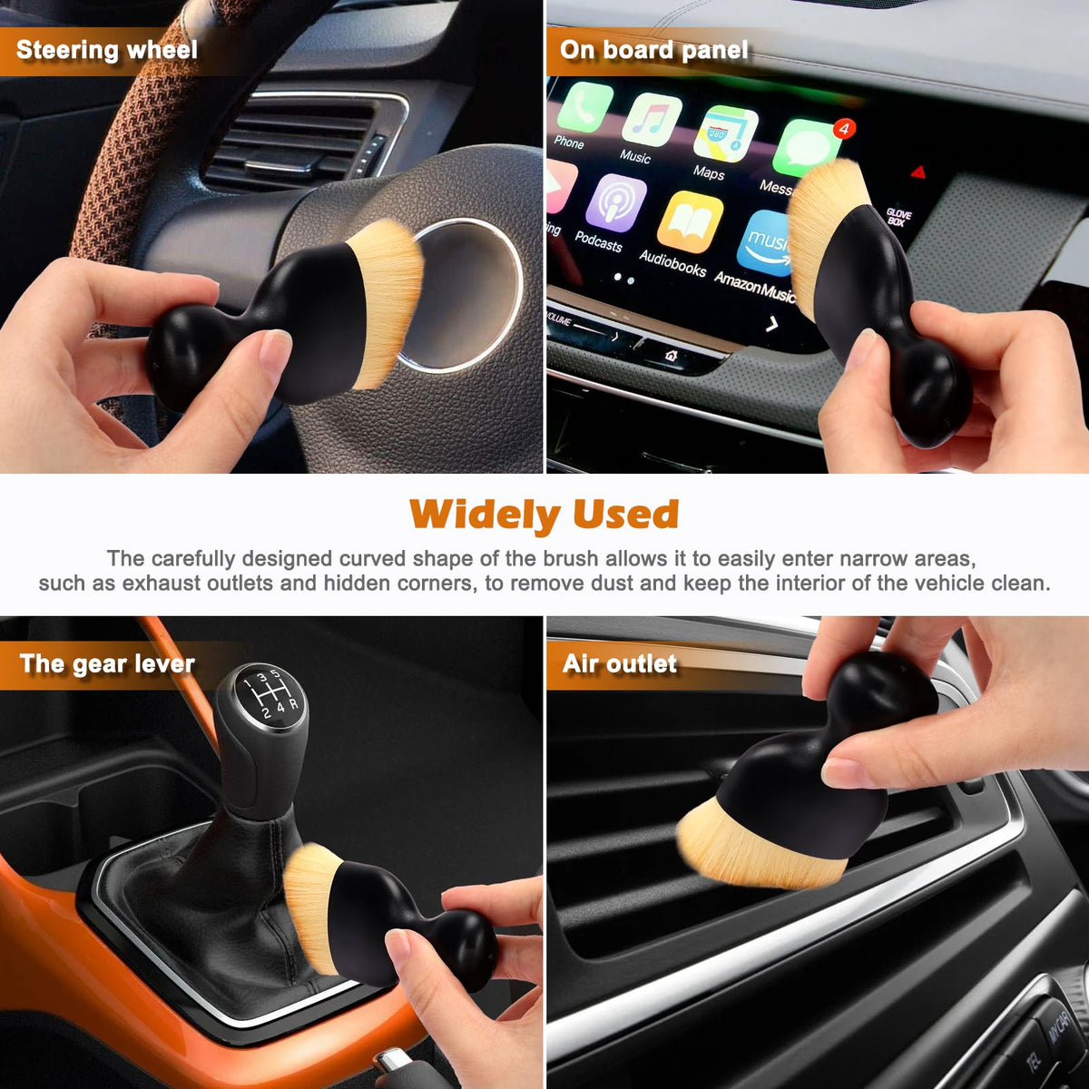 Auto Car Detailing Brush Set Car Interior Cleaning Kit Includes 3 Boar Hair Detail Brush,3 Wire Brush, 3 Air Vent Brush for Cleaning Car Interior Exterior, Dashboard Engines Leather Wheel