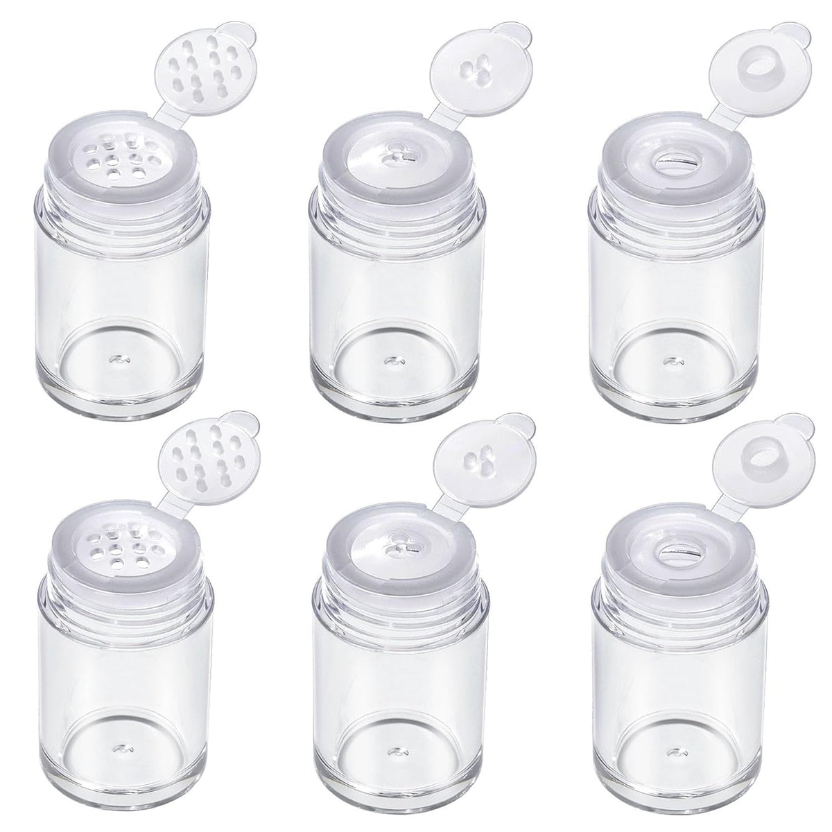 RAYNAG 6 Pieces Mini Empty Loose Powder Bottle Travel Cosmetic Glitter Powder Eye Shadow Shaker Bottle with Sifter and Lids (3 Style)