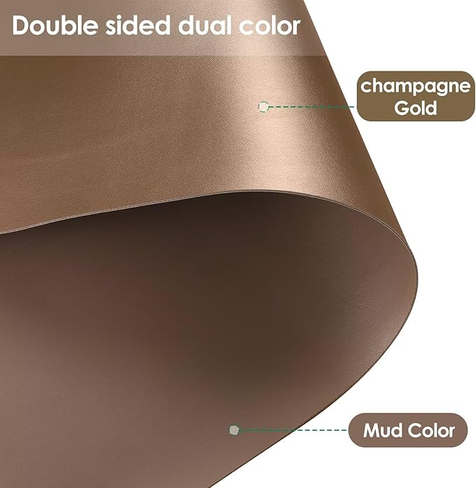 Table Protector Pad for Dining Room Table - Can Be Used On Both Sides Waterproof and Easy to Clean Good Flatness Used for Dining Table(Mud Color+Champagne Gold 46x96)