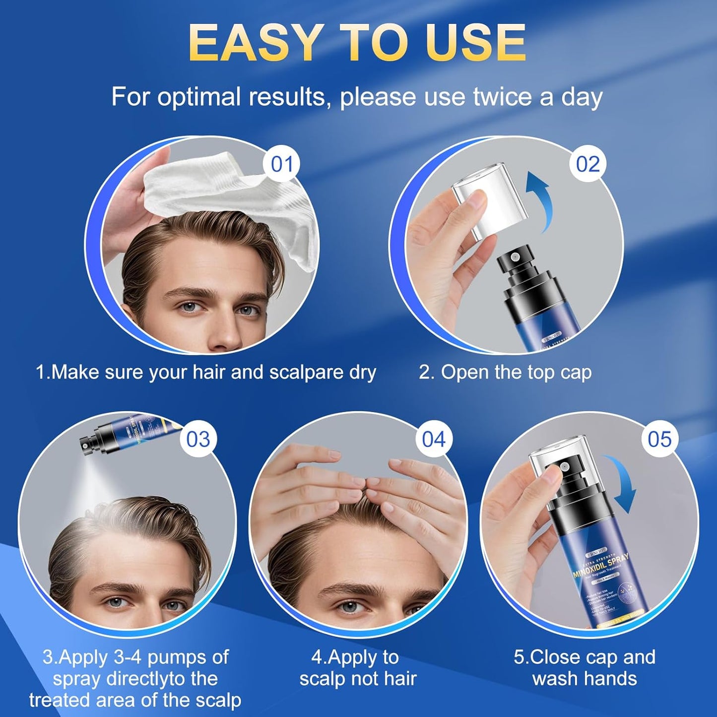 5% Minoxidil for Men & Women | Hair Growth Oil Spray | 5-Pack (17.5 fl oz) | 8 Month Supply | Hair Regrowth & Beard Growth Treatment with Biotin | Clinically Proven Extra Strength Formula