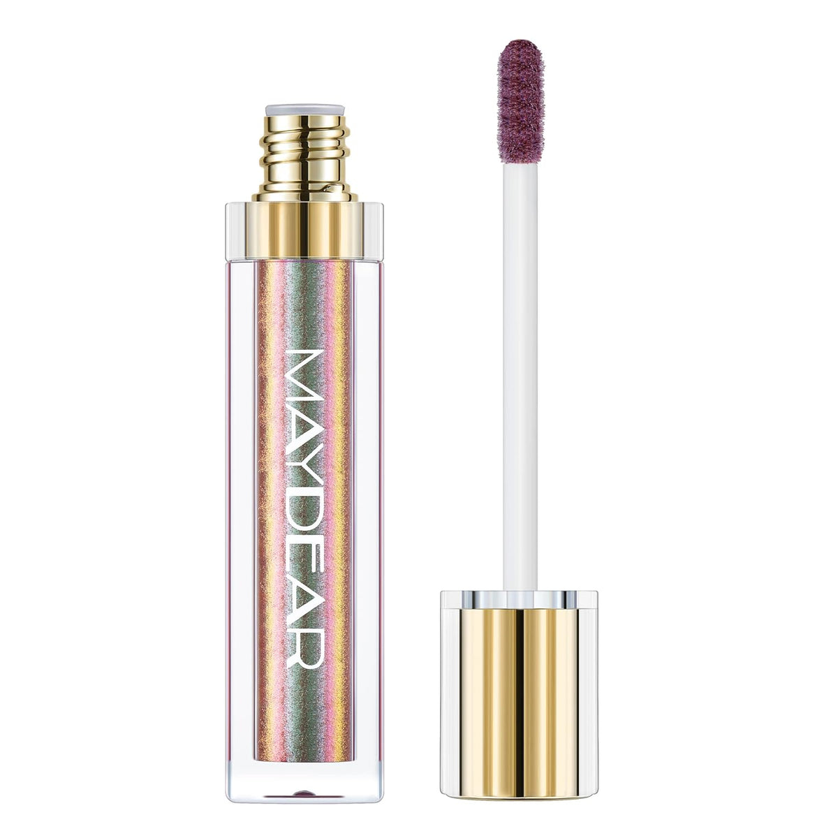 Maydear Chameleon Lipstick, High Pigmented Green Lipstick for Women Metallic Shine Lip Gloss, Full-Coverage Multichrome Long Lasting Rainbow Lip Makeup, Fuchsia Green