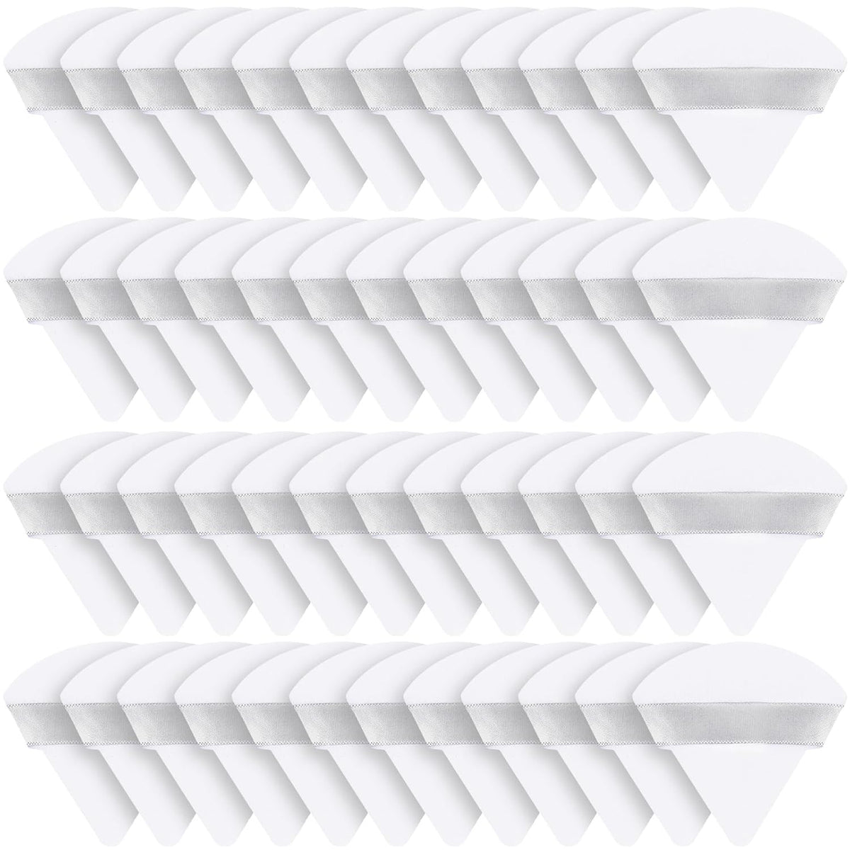 Suclain 48 Pcs Velour Triangle Powder Puff Soft Velour Makeup Puff for Face Powder Makeup Triangle Sponges for Wet and Dry Cosmetic Foundation Loose Mineral Body Makeup Tool(White)