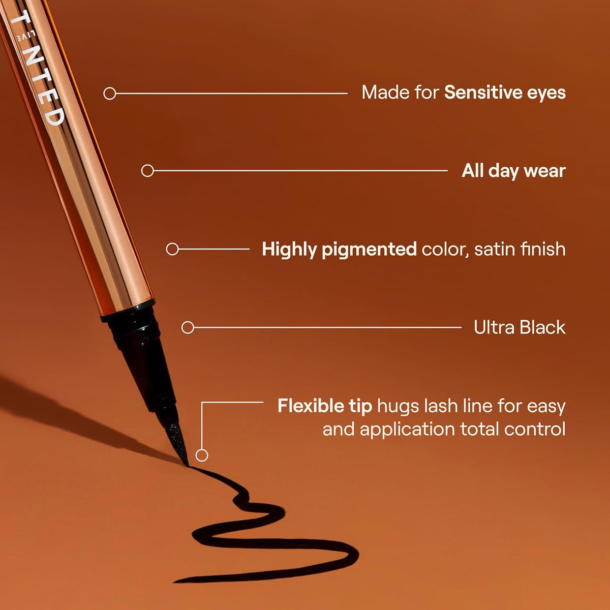 Live Tinted Legacy Liquid Eye Liner – Ultra-Black, Quick-Drying, All-Day Wear – Flexible Felt Tip for Precision – Satin Finish