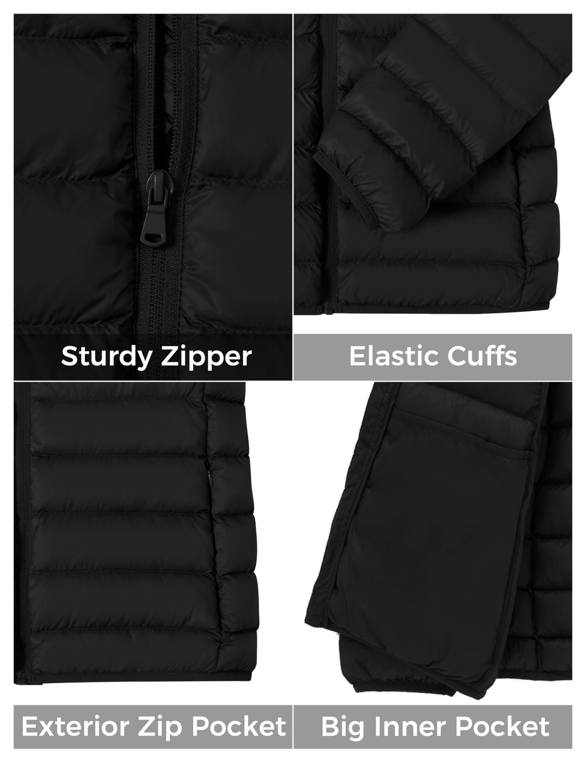 ZSHOW Women's Puffer Jacket Warm Lightweight Packable Puffer Coat(Black,Small)