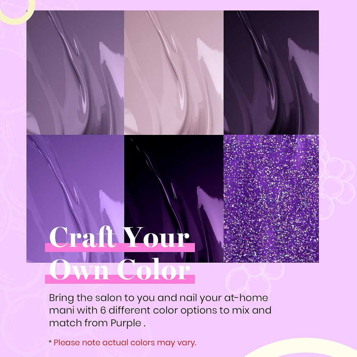 beetles Gel Polish Grape Vine Purple 6 Colors Purple Lavender Dark Lilac Glitter Pink Nail Polish Soak Off Uv LED Gel Nail Kit Salon Diy Nail Art Manicure Salon Home Gifts for Women