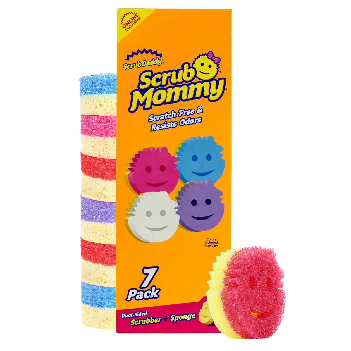 Scrub Daddy Scrub Mommy Sponges - Dish Scrubber + Non-Scratch Cleaning Sponges Kitchen, Bathroom + Multi-Surface Safe - Dual-Sided Dish Sponges for Scrubbing - Online Exclusive (3 Count)