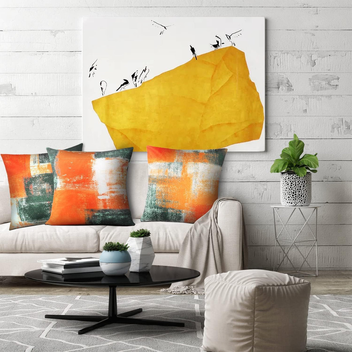 Balaena Burnt Orange Throw Pillow Covers 20x20 Set of 4 Decorative Cushion Cover Taupe Abstract Art Painting Pillow Covers for Sofa Couch Bedroom Living Room Outdoor Home Décor