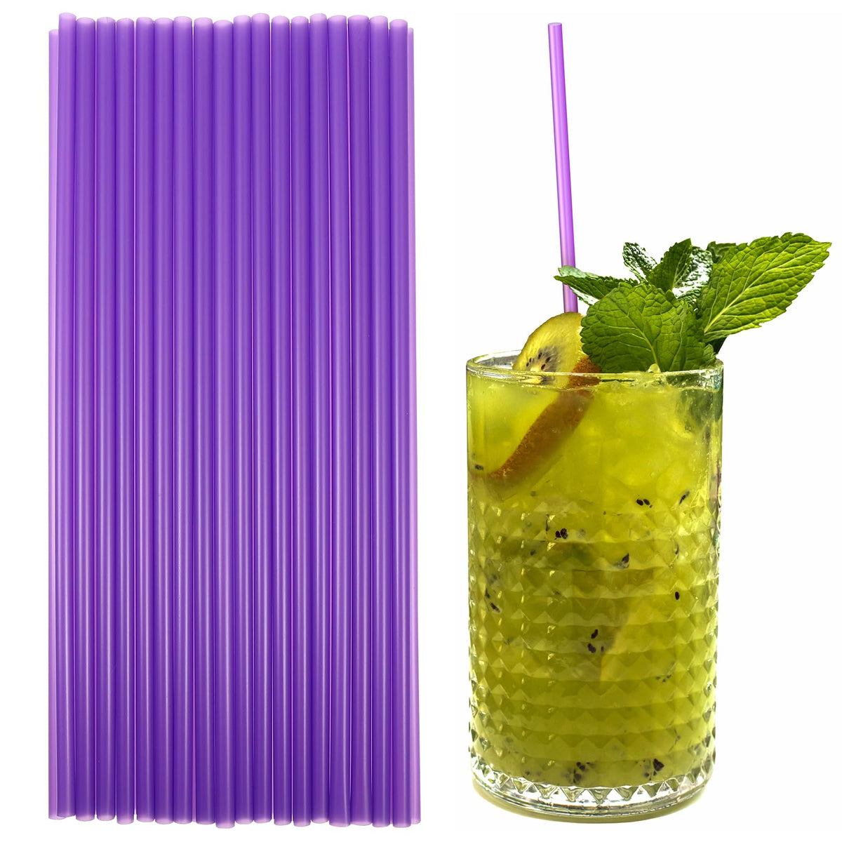 Healeved 200PCS Disposable Plastic Straws 10.2 Inches Long Plastic Drinking Straws for Wedding Birthday Party Cocktails, Coffee, Juice, Water, Iced Tea