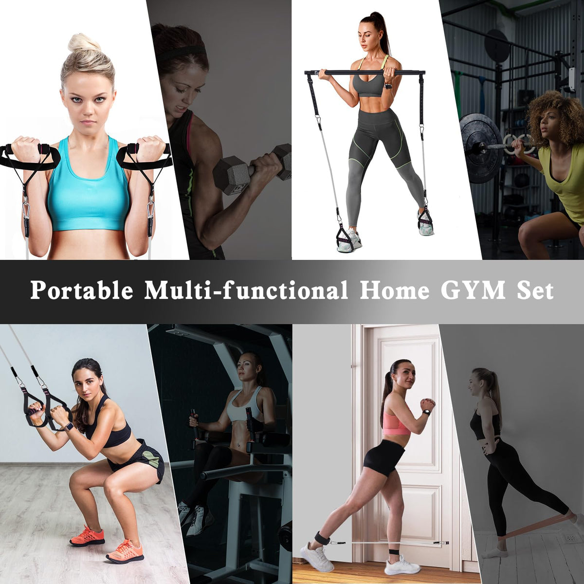 Bbtops Pilates Bar Kit with Resistance Bands, Flexbands Kit Exercise Fitness Equipment for Women & Men Home Gym Yoga, Multifunctional Pilates Bar Full Body Workout Equipment Black