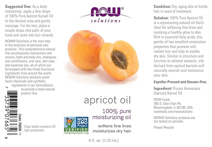 NOW Apricot Kernel Oil, 4-Ounce (Pack Of 2)