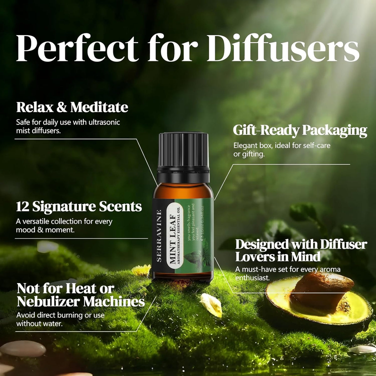 Perfect for Diffusers – 12 Natural Essential Oils Set with Gift Box & Bag | Lavender, Vanilla, Rose, Peppermint & More | Ideal for Aromatherapy, Relaxation & Home Use