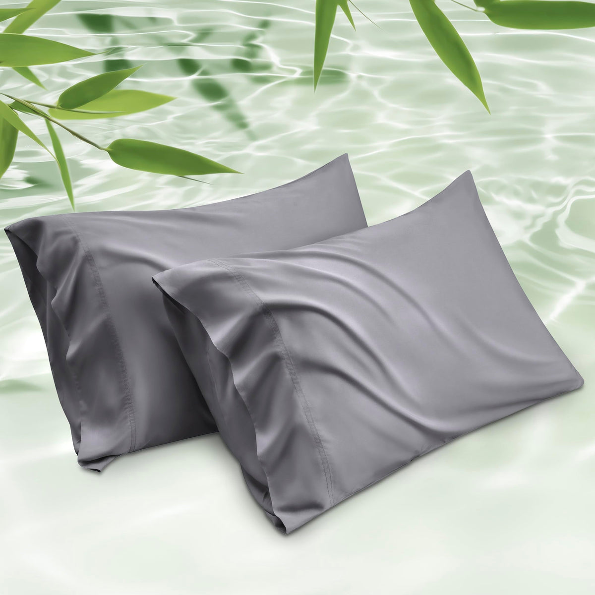 Bedsure Cooling Pillow Cases Standard Size 2 Pack, Rayon Derived from Bamboo Cooling Pillowcase for Hot Sleepers, Cool Pillow Covers with Envelope Closure for Women Men, Dark Grey, 20x26 Inches