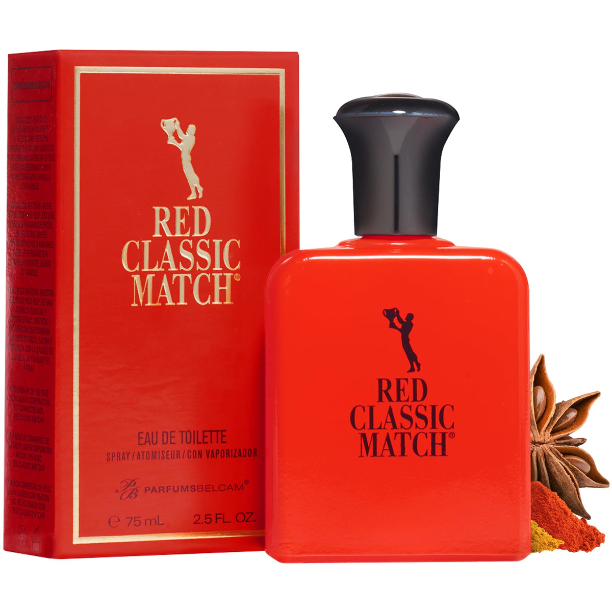 PB ParfumsBelcam Red Classic Match Eau de Toilette – Spicy Woody Amber Fragrance for Men, Long-Lasting Masculine Scent, Affordable Cologne Alternative, Signature Fragrance – 2.54 Fl Oz