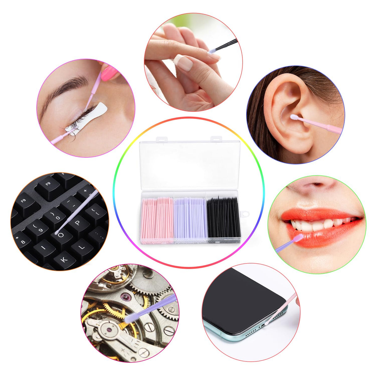 400 Pcs Micro Applicator Brushes,JASSINS Microswabs for eyelash extensions,Disposable 2mm Precision Mascara swab,For Cleaning and Applying Makeup (Black)