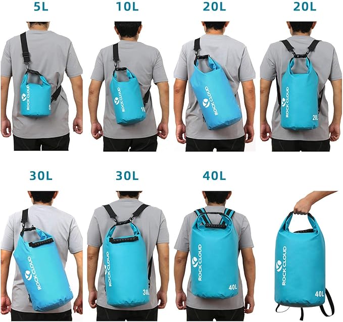 ROCK CLOUD Dry Bag Waterproof 5L Dry Sack for Kayaking Rafting Boating Beach Surfing Swimming Canoe Camping Hiking Fishing Ski, Black