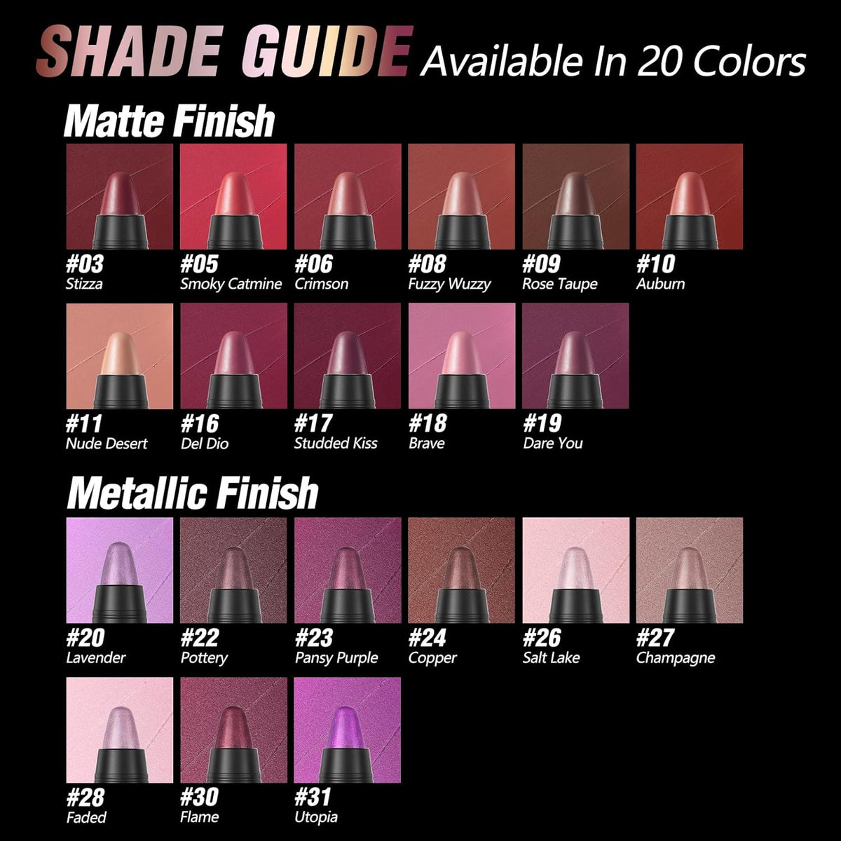 FOCALLURE Ultra Chic Metallic Lipstick,Rich Vitamin E Lip Crayon,Lightweight Shinning Color without Drying or Fading,Long Lasting Lips Makeup,#29 Topaz