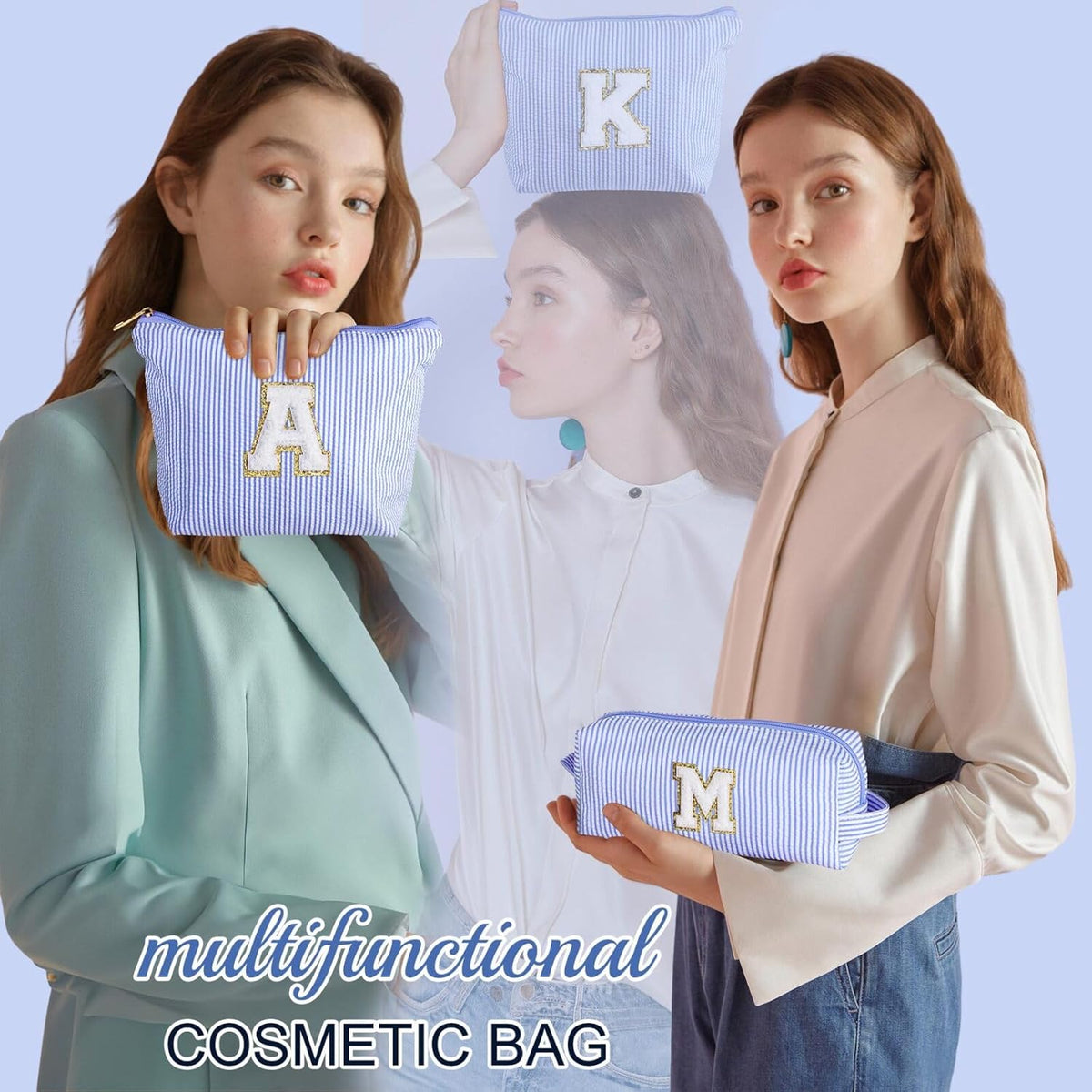 YOOLIFE Personalized Travel Makeup Bag - Cute Cosmetic & Skin Care Bag for Sister, Wife, Friend, Engagement, Wedding, Mother's Day Gift