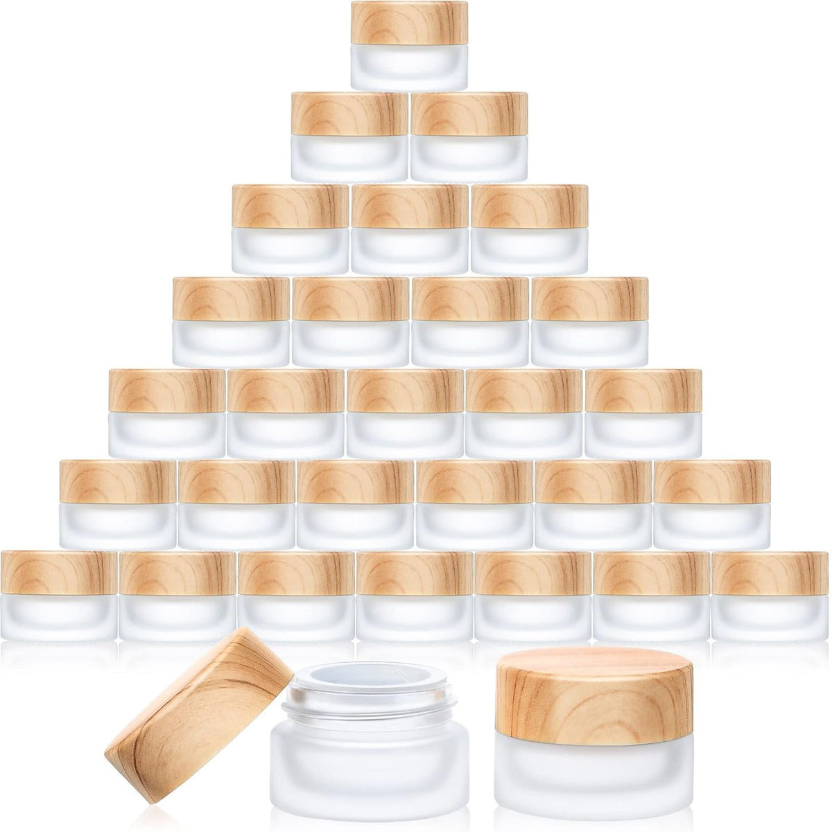 Geiserailie 30 Pieces Glass Cosmetic Containers Empty Sample Jars with Leak Proof Lids Makeup Sample Containers for Lotion Cream Cosmetic (30 Gram)