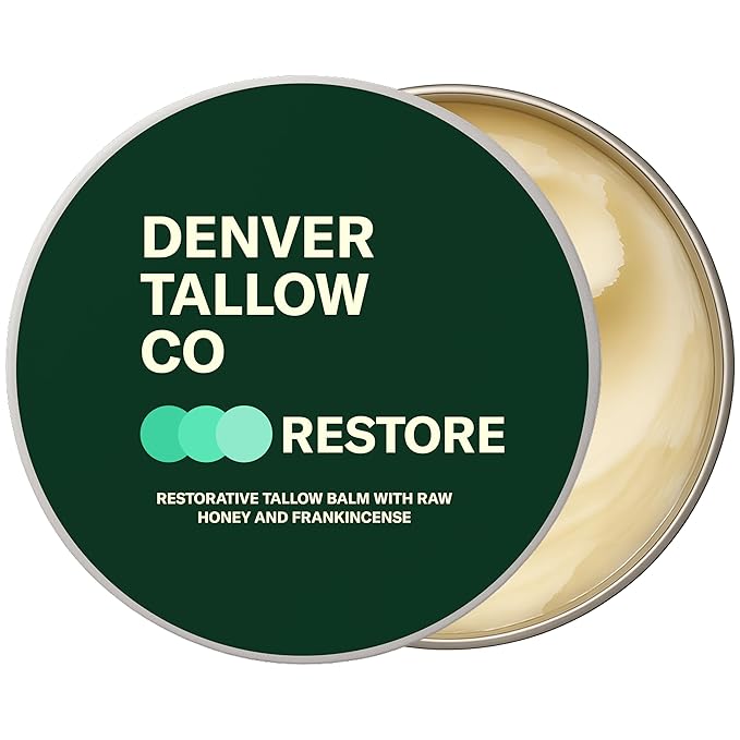 Restorative Tallow Balm – With Frankincense Essential Oil, Grassfed Beef Tallow, Raw Honey – Multi-Use Restorative Balm – 2oz