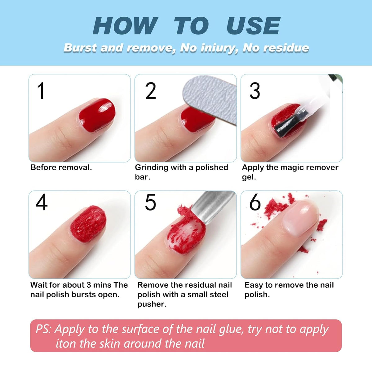 Gel Nail Polish Remover, Nail Polish Remover Gel Polish Remover for 2-3 Minutes Quick & Easy Remove No Need for Foil, Soaking or Wrapping (15m +1 PCS Cuticle Pusher +1 PCS Nail Polish Scraper)