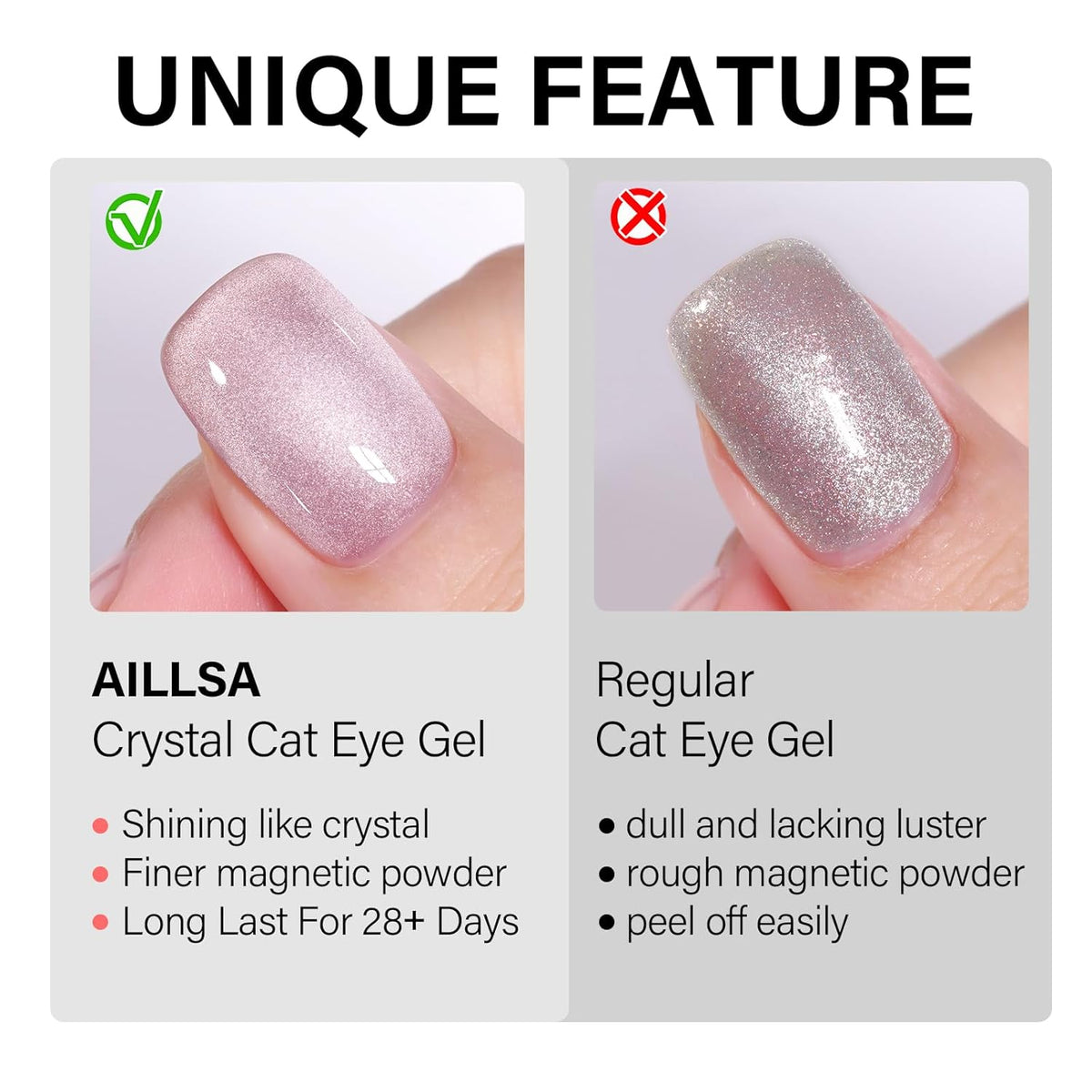 AILLSA Cat Eye Gel Nail Polish Nude Glitter Crystal Polish with Magnet, Jelly Glass Holographic Nail Polish Pearl Shimmer Reflective Translucent Color U V Gel Salon DIY at Home 0.5 OZ GF30