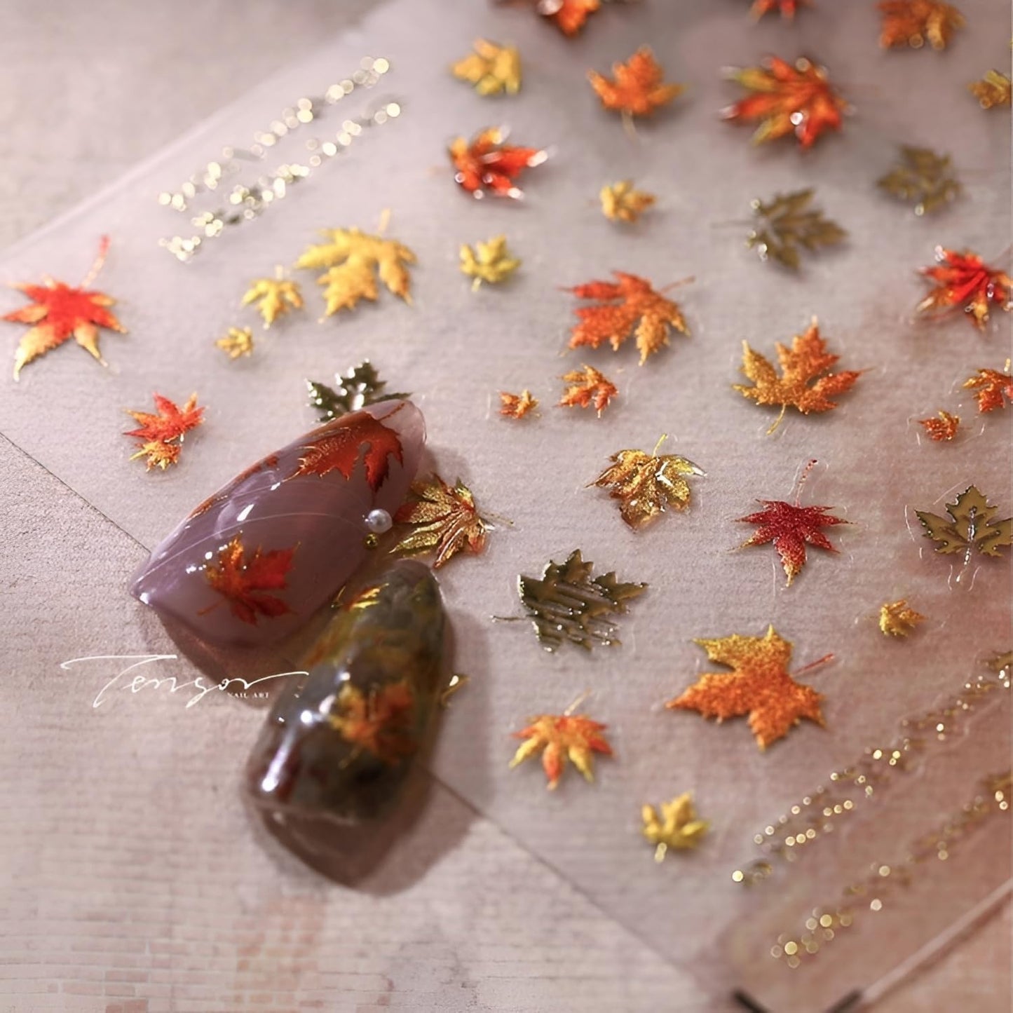 Fall Nail Stickers for Nail Art 5D Embossed Autumn Maple Leaves Nail Decals Thanksgiving Day Nail Art Stickers Self Adhesive Gold Nail Design Fall Nail Art Supplies for Women Girls