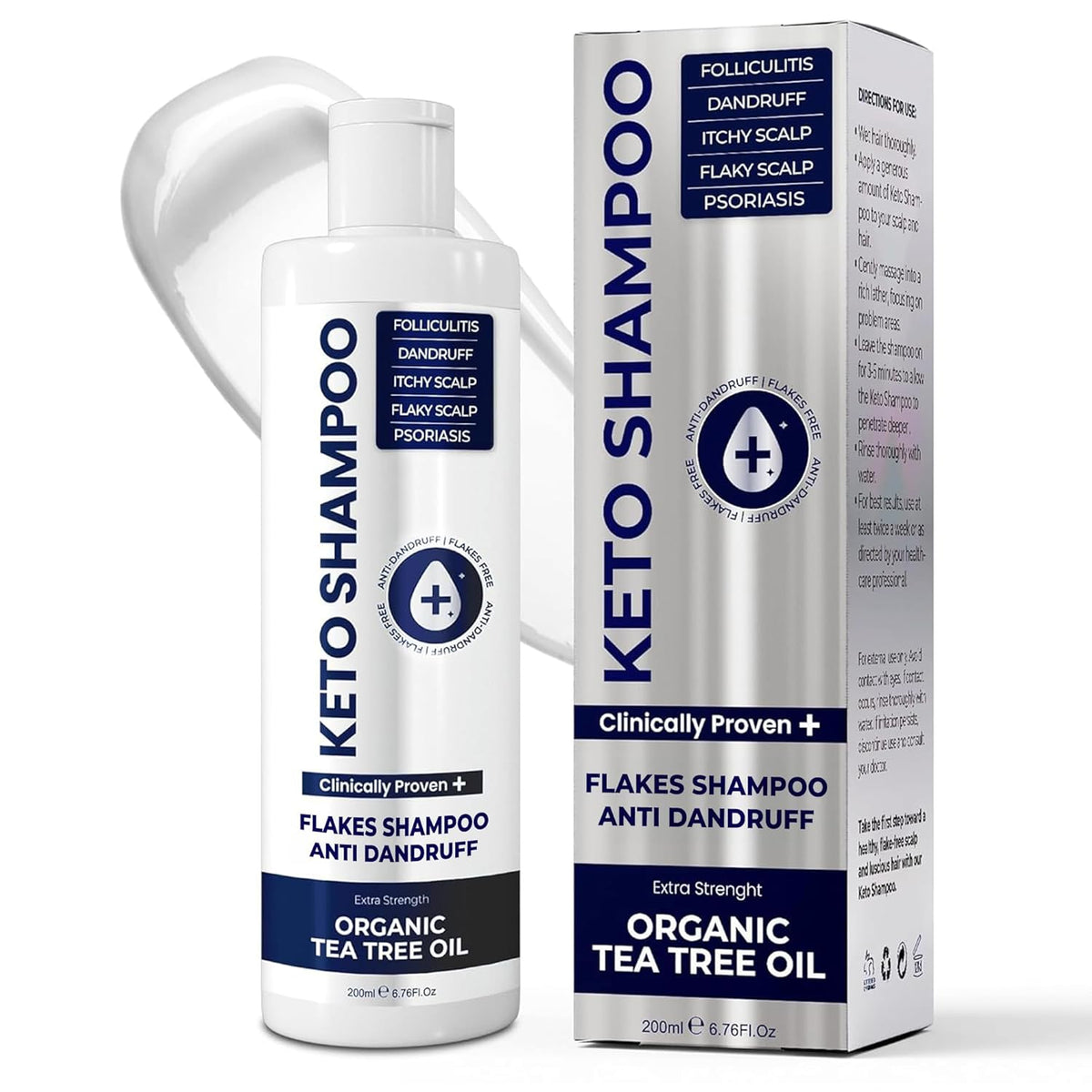 Flakes Shampoo Anti Dandruff - Medicated shampoo for Dandruff, Psoriasis, Seborrheic Dermatitis & Folliculitis Treatment - Anti Fungal Solution for Itchy, Flaky & Dry Scalp - 200ml